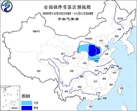 全国强降雪落区预报图
